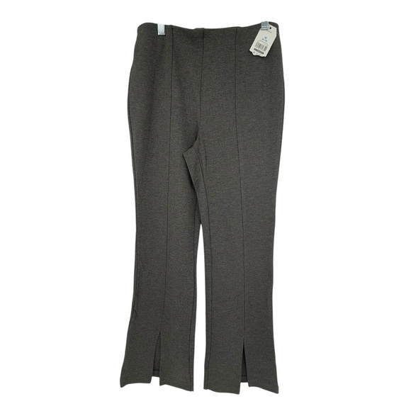 Time & Tru Women’s Medium knit high rise ponte pants gray flare front slit NWT - Picture 1 of 6